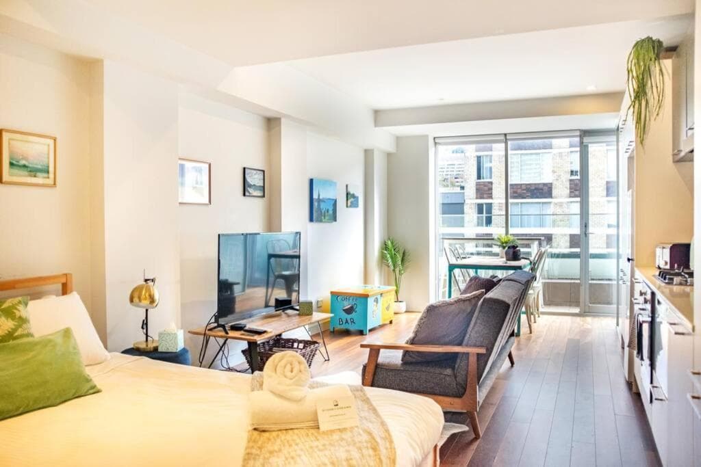 Sunny Studio with Balcony by Sydney Dreams